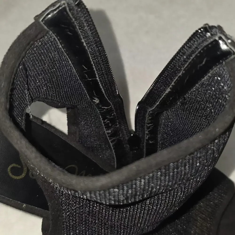 So Me Penny Black Mesh Peep Toe Ankle Booties Stiletto Heels Women's Size 7